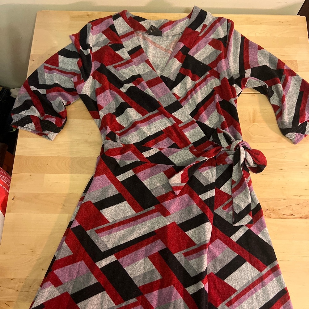 2000s Brooklyn Industries Geometric Wrap Dress XLarge